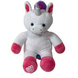 Build-A-Bear Unicorn Plush White with Rainbow Mane & Tail 16”